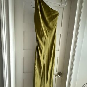 Zara One Shoulder Dress in Olive Green